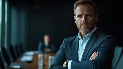 Fototapeta premium Confident Businessman in a Meeting Room