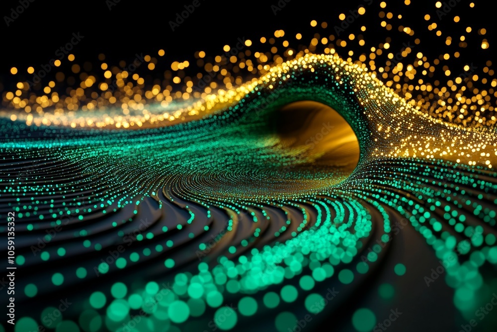 Fototapete Fantasy-inspired scene of data points as glowing orbs connected by light beams, capturing the magical essence of discovering hidden patterns in data, symbolizing wonder and insight