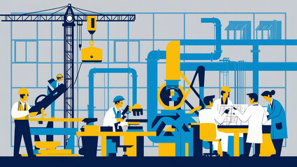 Fototapeta premium vector-based illustration of industrial activities