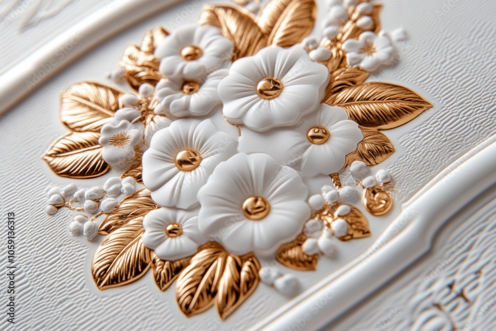 Aufkleber Hyper-realistic close-up of a bond certificate with embossed details and interest information, capturing the structured, formal nature of bond investments, symbolizing precision and value