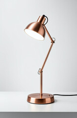 Luxury copper lamp mockup for premium home decor presentation. Elegant template featuring metallic finish and contemporary design aesthetic.