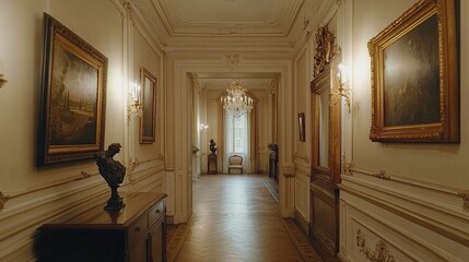 Elegant Hallway in a Historical Mansion