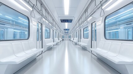 Obraz premium Empty white subway car interior.