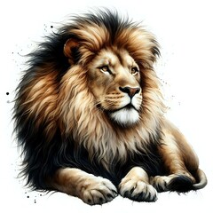 Fototapeta premium Majestic Lion Illustration with Regal Mane