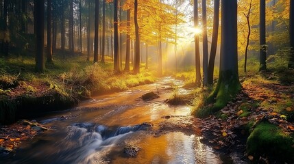 Obraz premium 森林と渓流