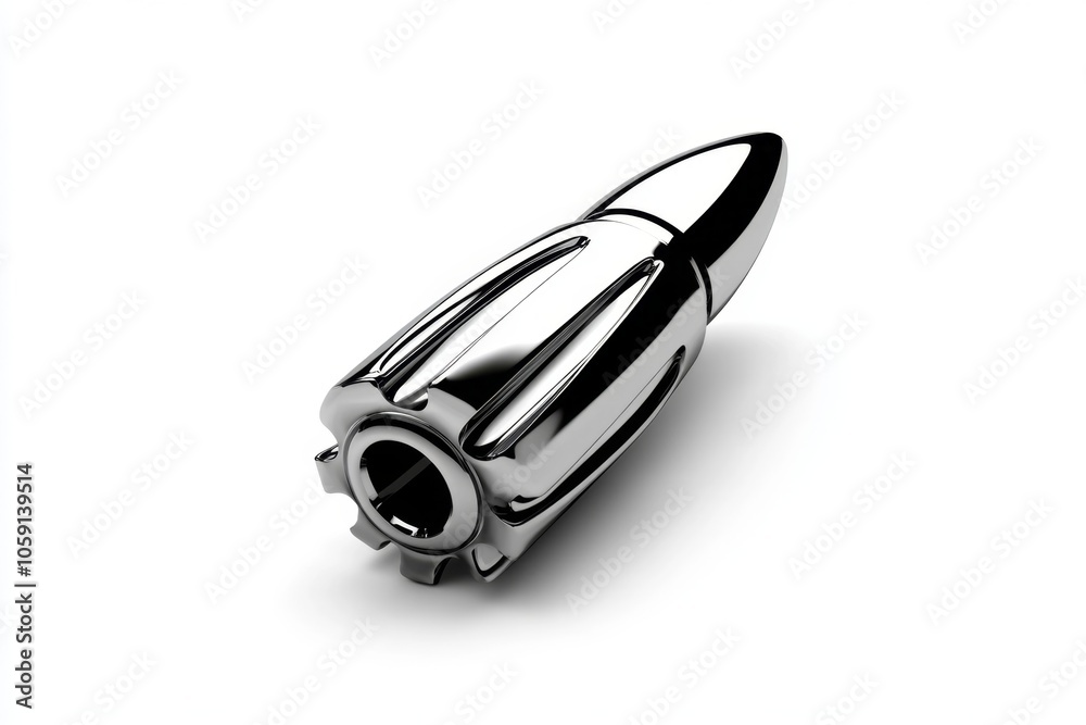 Poster Simple 2D drawing of a bullet lying on its side with minimalist design on white, capturing the iconic look and strength in simplicity, symbolizing purity and power
