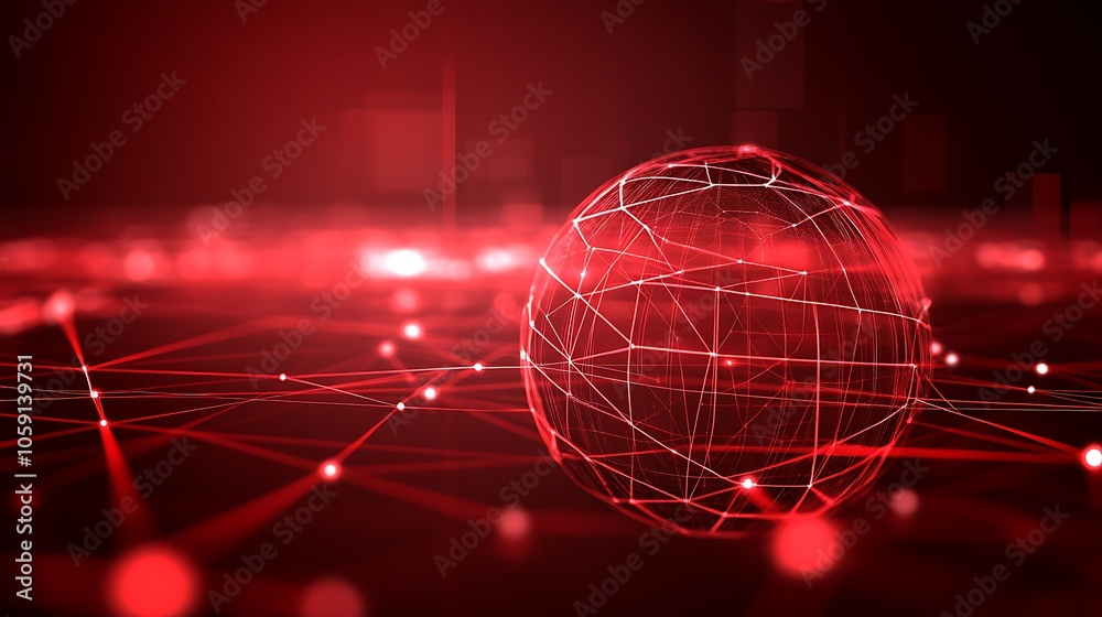 Poster red abstract network sphere clean blank canvas with empty space for designs