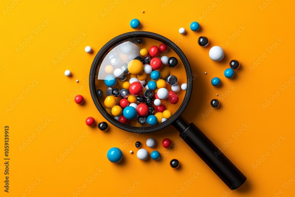 Poster Simple outline of a magnifying glass over data points, capturing the careful search for insights in a minimalist style, symbolizing clarity and insight