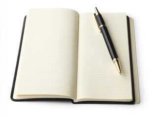 Classic open spiral notebook with pen, ready for writing or organizing tasks. High quality stationery item, possibly a gift or professional tool.