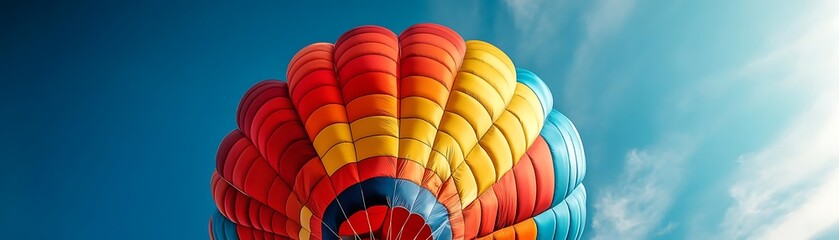 Colorful Hot Air Balloon Against Blue Sky Illustration