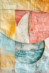 Vertical Whimsical art print featuring abstract shapes and embossed textures on textured paper texture.