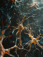 Microscopic view of neural connections.