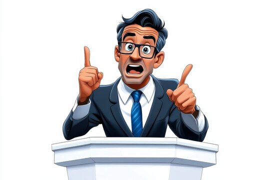 a 2D cartoon illustration of a teacher demonstrating a science experiment on stage educational and lively white background