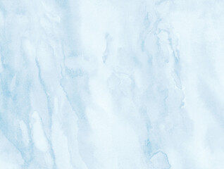 Abstract bright blue watercolor painting with rough paper texture