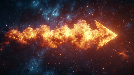 Fototapeta premium powerful digital arrow blasts forward through a dramatic explosion, symbolizing momentum, innovation, and growth. A vibrant illustration of digital transformation and progress