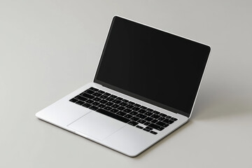 sleek silver laptop on a minimalist grey background showcasing modern technology and productivity in a work from home environment
