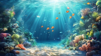 Fototapeta premium 深海と魚たち