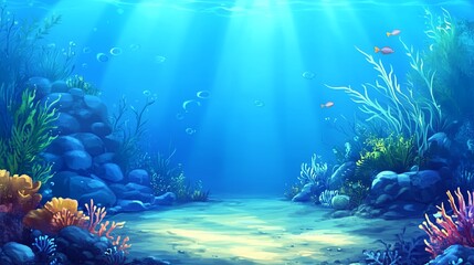 Fototapeta premium 深海と魚たち