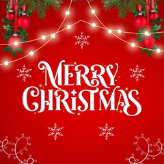 Holiday Christmas Background with Mistletoe Branches,Pinecones, Berries and Snowflakes