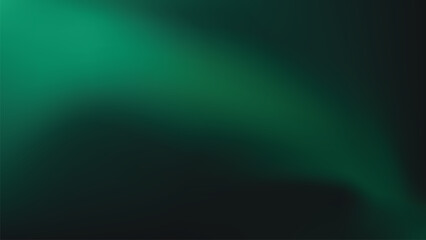 Dark emerald green gradient wave background, glowing light green on black backdrop. Vector illustration