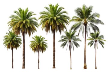 Obraz premium Set of Silhouettes of Palm Trees - Urban Exploration Photography with Isolated Tree Bundles on White Background for Modern Design Projects