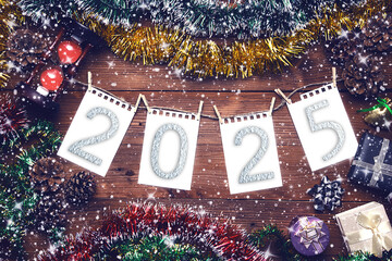 New year 2025 background, holiday, winter, card, congratulation, december.