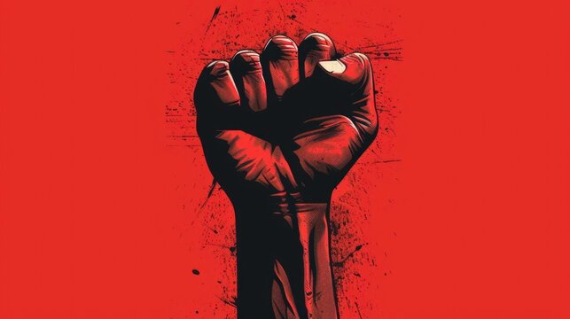 A raised fist symbolizing resistance and unity. A powerful image for social movements or protest themes.