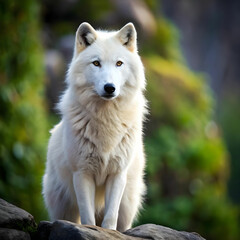 Portrait of dog standing on rock,Indonesia