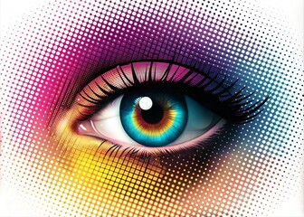 Obraz premium Abstract halftone eye collage element. Trendy grunge design element