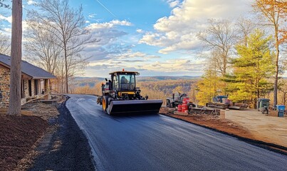 Obraz premium Asphalt paving in rural setting.