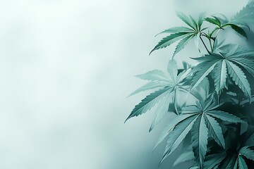 Soft Focus Marijuana Plant Leaves on White Background