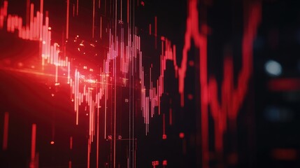 Bitcoin price fall concept, red candlestick chart with downtrend arrows, bearish market