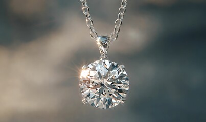 Diamond pendant on silver chain.