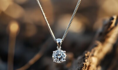 Diamond pendant on silver chain.