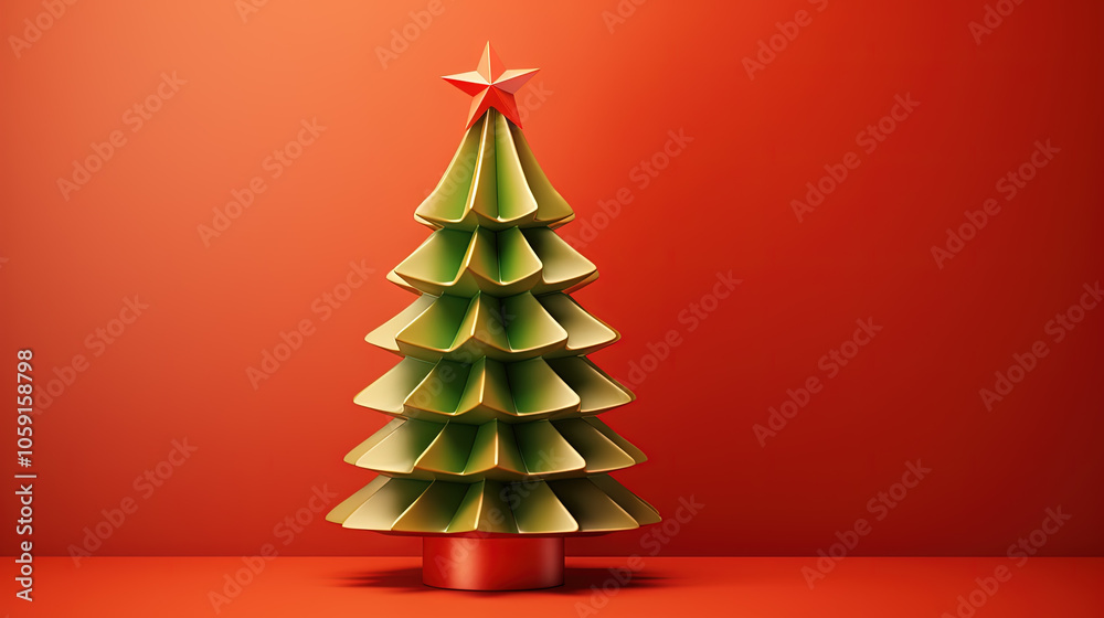 Poster christmas tree toy card template with baubles and copy space. contrast red and green greeting card f