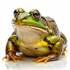 Single bullfrog isolated on a white background with copy space image.