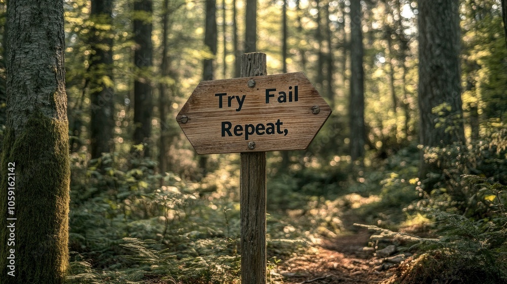Poster simple wooden sign in nature with the words 