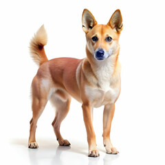 Carolina dog breed standing against white background, Ai Generated