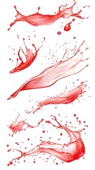 Paint Splashes, Liquid, Fluid, Juice, Red on White Background, Abstract Image, Texture, Pattern Background, Wallpaper, Cover and Screen of Smartphone, PC, Laptop, 9:16 and 16:9 Format