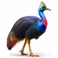 colorful cassowary isolated on white background