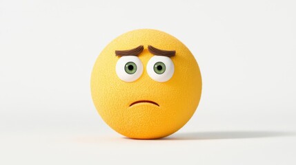Fototapeta premium A sad emoji face with a frown and expressive eyes, symbolizing disappointment and emotional depth in a minimalistic design.