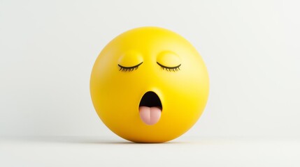 Fototapeta premium A playful yellow emoji showing a silly expression with closed eyes and a protruding tongue, perfect for adding humor to any project.