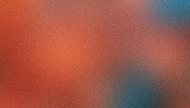 Abstract and textured visual effect with warm orange and cool blue tones in a blurred grainy gradient background