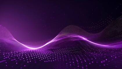  Digital purple particles wave and light abstract background with shining dots stars. 