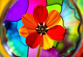 Vibrant Glass Flower Photograph a flower through a colorful glas