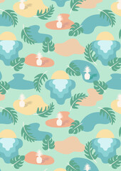 Palm Tropical Sunset Beach Pineapple Camo Summer pattern
