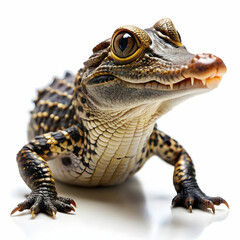 Dwarf Crocodile full body clearly photo on white background