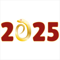 Chinese 2025 New Year Numeric. Zodiac Asia Silhouette Snake