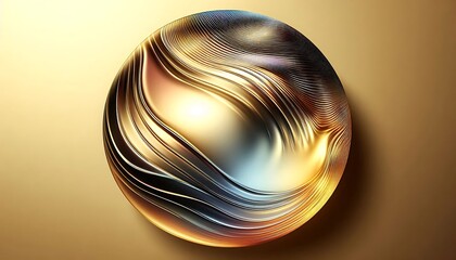 Fototapeta premium Gradient gold metallic background with sleek, glossy iridescent shine,generative ai