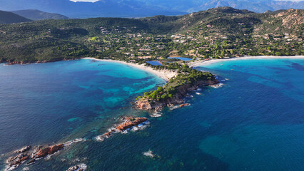 Obraz premium Aerial View of an Idyllic Coastal Landscape in Corsica